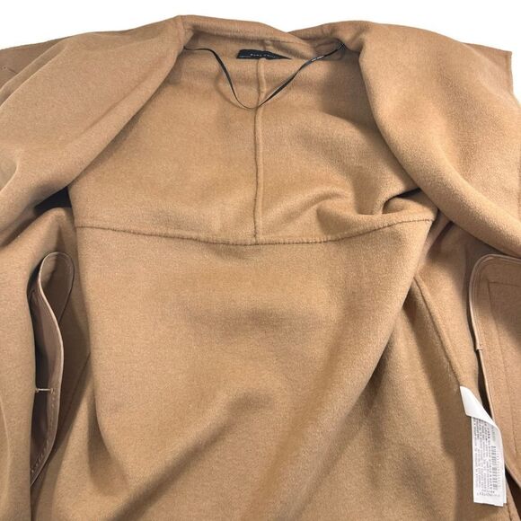 Zara Handmade Camel Beige Waterfall Wool Blend Draped Coat - Picture 4 of 14